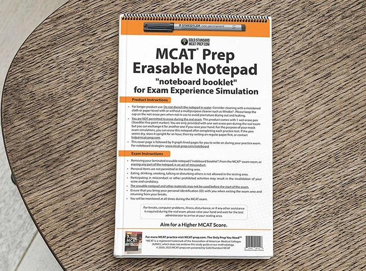 MCAT Erasable Noteboard Booklet by Gold Standard
