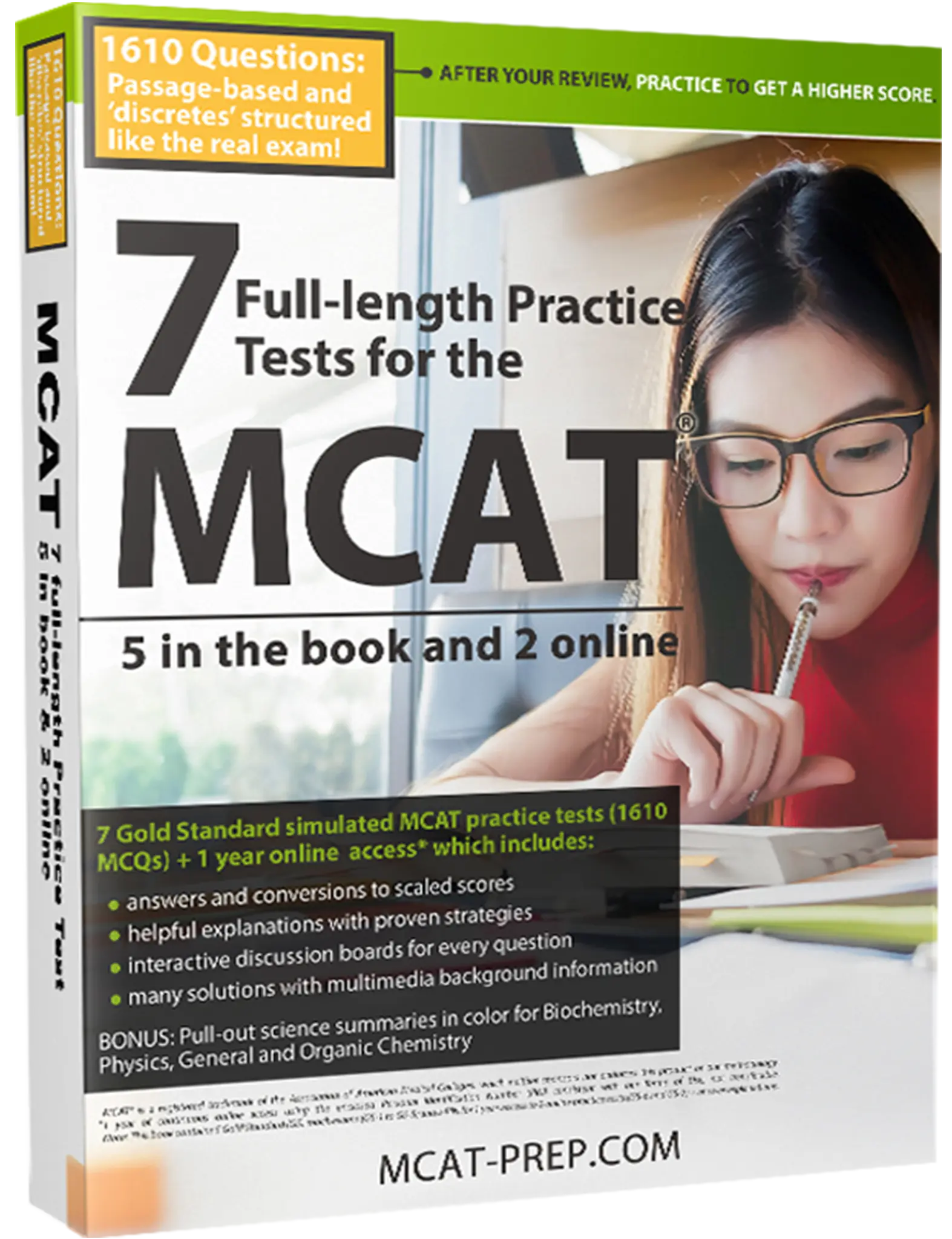 Gold Standard MCAT Guide 7 exams MCAT practice tests book