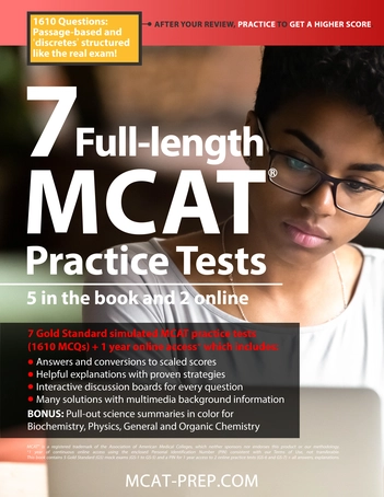 MCAT book with full-length MCAT practice tests