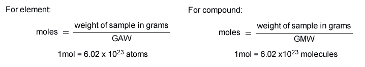 Mole - Atomic and Molecular Weights